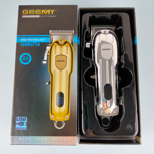 PACHET PROMOTIONAL !!! Masina de tuns cu acumulator, Geemy GM-6716, Accesorii incluse, Lame din titan + Aparat de tuns profesional Coba T01, accesorii incluse, 3W - CADOU !!!