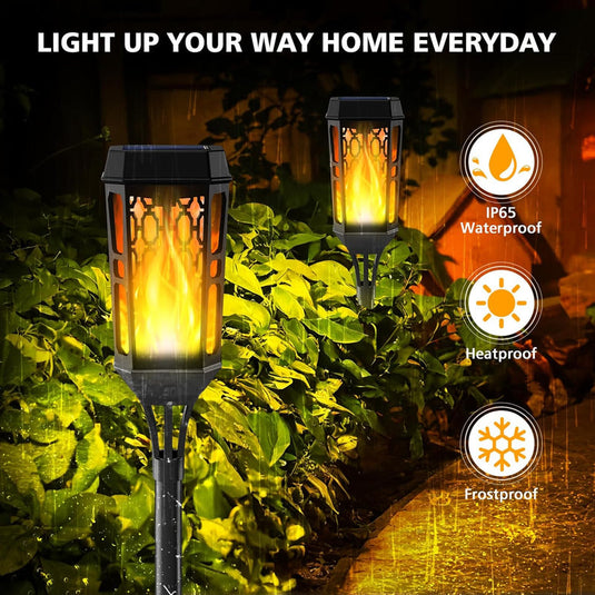 PACHET PROMOTIONAL - SET 6 Lampi Solare de Gradina cu Model , Tip Torta, 12 LED-uri, Efect Flacara, IP65 + Doua lampi solare JORTAN 100 LED - CADOU !!!