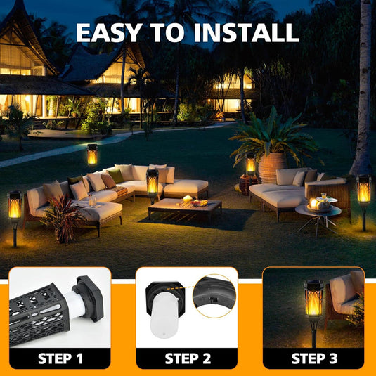 PACHET PROMOTIONAL !!! SET 6 Lampi Solare de Gradina cu Model , Tip Torta, 12 LED-uri, Efect Flacara, IP65 + Sistem de racire terasa cu vapori de apa 15 m - CADOU !!!