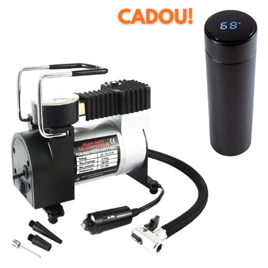 PACHET PROMOTIONAL !!! Compresor auto pentru SUV, camion, microbuz + Termos smart cu afisaj LCD, 0,5 litri - CADOU !!!