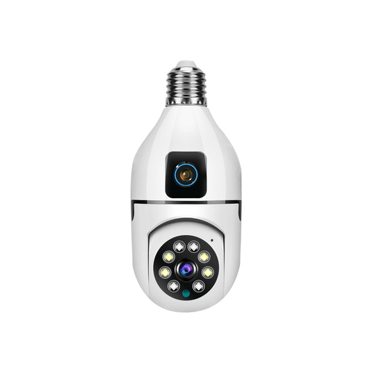 PACHET PROMOTIONAL !!! Camera supraveghere Tip Bec ULTRA HD Dual Camera, PTZ, Conexiune WiFi, Exterior sau Interior, Dulie E27 + Card de memorie 32GB - CADOU !!!