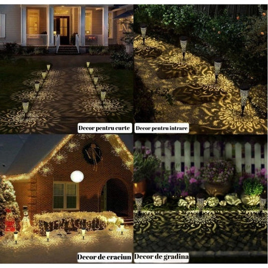 PACHET PROMOTIONAL !!! 3+1 GRATIS lampi solare de exterior, lumini decorative, alb cald, efect unic