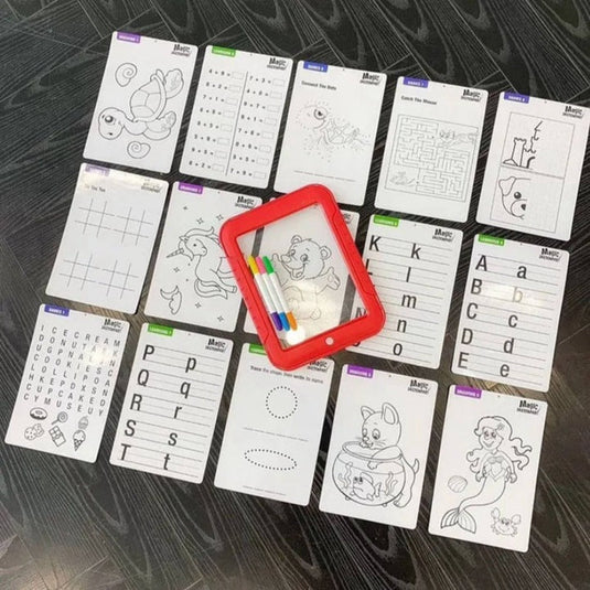 PACHET PROMOTIONAL !!! Joc educativ alfanumeric in limba Romana din lemn, asociere si sortare tip Montessori, 110 piese + Tableta de desen pentru copii - CADOU !!!