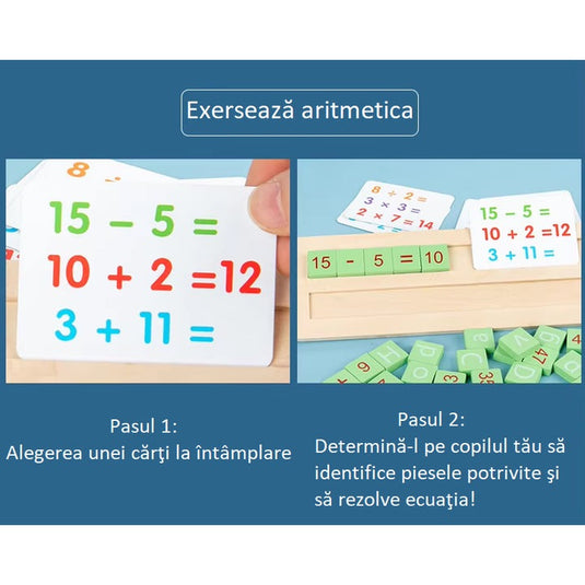 PACHET PROMOTIONAL !!! Joc educativ alfanumeric in limba Romana din lemn, asociere si sortare tip Montessori, 110 piese + Tableta de desen pentru copii - CADOU !!!