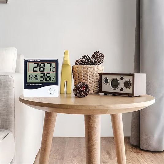 PACHET PROMOTIONAL !!! Tensiometru de incheietura automat cu ecran mare, electronic, pentru uz casnic + Ceas electronic de birou, cu ecran LCD ce indica temperatura si umiditatea CADOU !!!