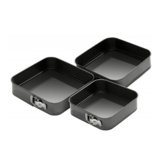 PACHET PROMOTIONAL - Set 12 ustensile de bucatarie din silicon termorezistent si maner din lemn natural + Set 3 tavi forma patrata pentru prajituri sau tort cu fund detasabil + Doua Prosoape din bumbac, de bucatarie - CADOU !!!