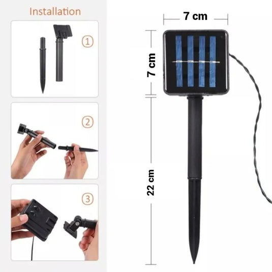 PACHET PROMOTIONAL !!! Huse de scaun model Craciun set 6 Buc + Instalatie solara cu 100 Leduri, 10 m Alb Cald - CADOU !!!