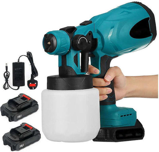 PACHET PROMOTIONAL !!! Pistol de Vopsit cu Acumulator DASGUT 24V, 2 Baterii, Rezervor 800 ml, Debit 650 ml/min + Doua Benzi adezive izolatoare din aluminiu, 5 cm x 5 m - CADOU !!!