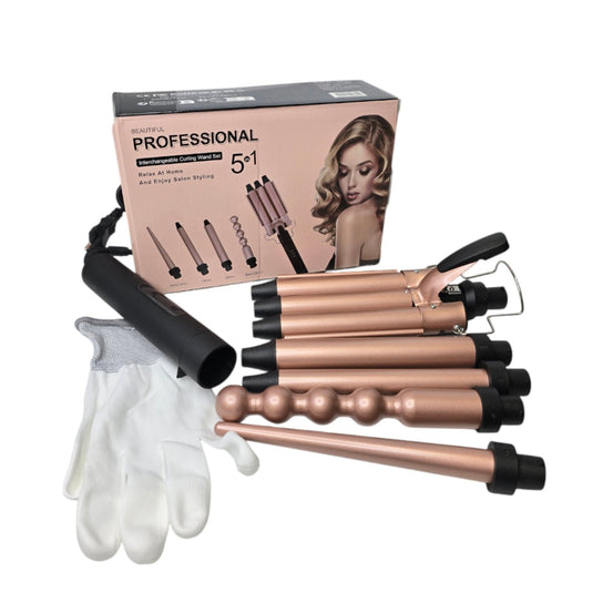 PACHET PROMOTIONAL !!! Ondulator Ceramic Profesional 6 in 1, cu 2 Trepte de intensitate, 180° C-210 ° C + Organizator rotativ 360°, pentru pensule de machiaj - CADOU !!!