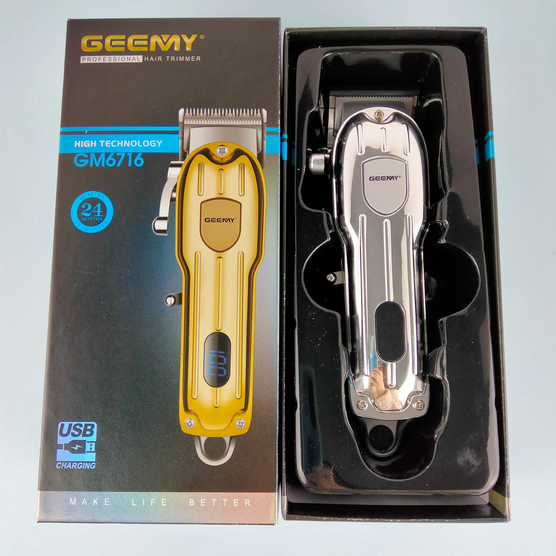 Pachet frizerie: Geemy GM-6716 + Coba T01 + accesorii incluse