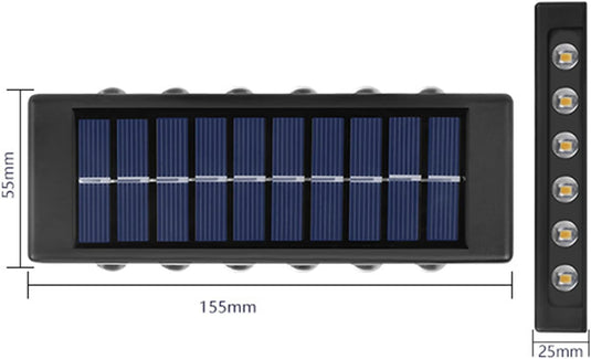 PACHET PROMOTIONAL - Set 4 Lampi solare de perete cu iluminare sus si jos - 12 LED-uri + Numar de casa din inox, cu iluminare LED si alimentare solara  CADOU !!!
