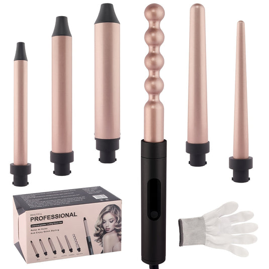 PACHET PROMOTIONAL !!! Ondulator Ceramic Profesional 6 in 1, cu 2 Trepte de intensitate, 180° C-210 ° C + Organizator rotativ 360°, pentru pensule de machiaj - CADOU !!!