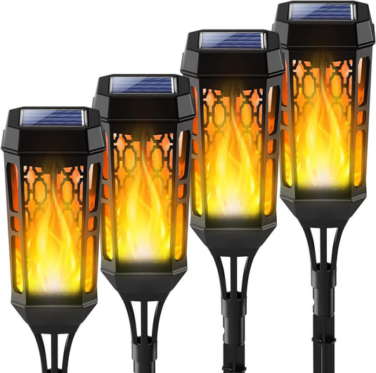 PACHET PROMOTIONAL - SET 6  Lampi Solare de Gradina cu Model , Tip Torta, 12 LED-uri, Efect Flacara, IP65 + Doua lampi solare JORTAN 100 LED - CADOU !!!
