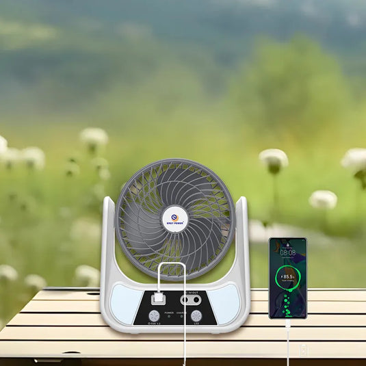 Ventilator solar cu lanternă + lanternă frontală cu senzor de mișcare (350lm, rezistent la apă) – Cadou gratuit