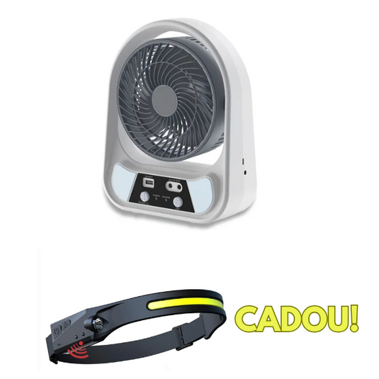 Ventilator solar cu lanternă + lanternă frontală cu senzor de mișcare (350lm, rezistent la apă) – Cadou gratuit