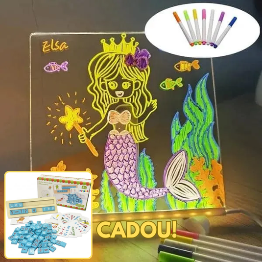 PACHET PROMO !!! Tableta LED Magica cu Markere colorate si Laveta de sters + Joc educativ alfanumeric in limba Romana din lemn, asociere si sortare tip Montessori, 110 piese - CADOU !!!
