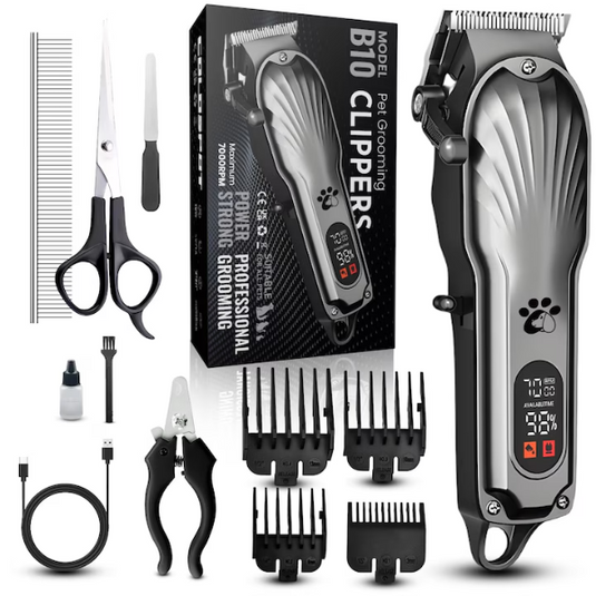 PACHET PROMO !!! Aparat Profesional De Tuns Animale, 8 in 1, 220V, 12w, DASGUT + Perie cu Abur pentru Animale de Companie, Indeparteaza Parul, Curatare,Maseaza , Maner Rotativ 360 - CADOU !!!
