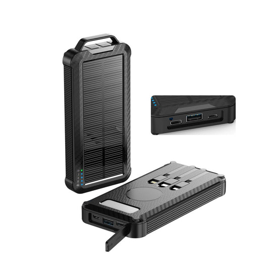 Pachet Promotional Baterie externa solara 20.000 mAh, 3 cabluri de incarcare si lanterna led + Set Casti Bluetooth - CADOU !!!