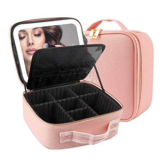 PACHET PROMOTIONAL!!! Geanta Cosmetica Pentru Make-up cu Oglinda 26x23x11 cm + Epilator facial hipoalergenic cu incarcare USB - CADOU !!!