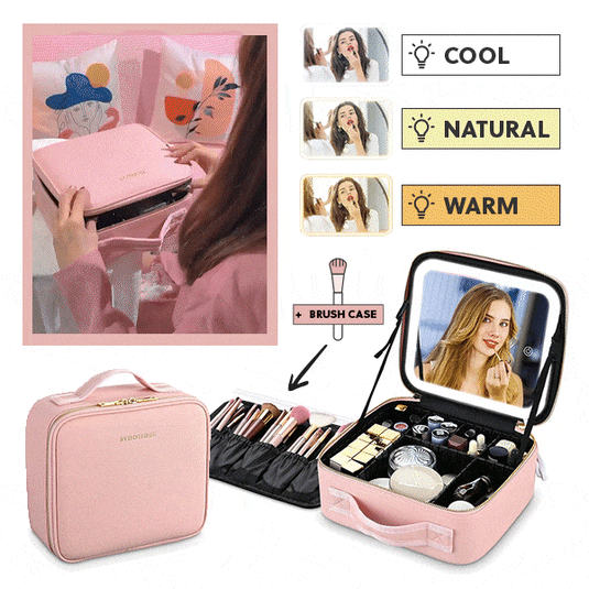 PACHET PROMOTIONAL!!! Geanta Cosmetica Pentru Make-up cu Oglinda 26x23x11 cm + Epilator facial hipoalergenic cu incarcare USB - CADOU !!!