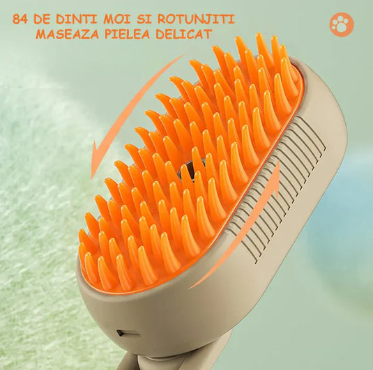 PACHET PROMO !!! Aparat Profesional De Tuns Animale, 8 in 1, 220V, 12w + Perie cu Abur pentru Animale de Companie, Indeparteaza Parul, Curatare,Maseaza , Maner Rotativ 360 - CADOU !!!