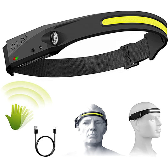 PACHET PROMOTIONAL !!! 5 x Lampa solara 100 led-uri cu senzor de miscare + Lanterna de cap cu acumulator intern, frontala, cu SENZOR de miscare, pentru pescuit, camping, drumetii, waterproof, banda leduri, 45m, 350lm CADOU !!!