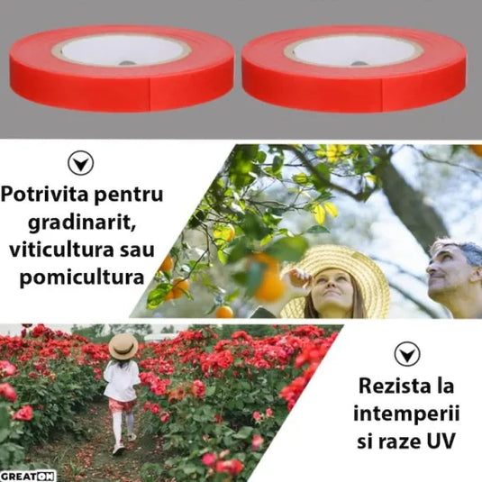 PACHET PROMOTIONAL !!! 2 x Set 20 role banda pentru aparat de legat vie, pomi fructiferi si legume + Doua cutii 10000 capse si 1 pereche manusi de lucru - CADOU !!!