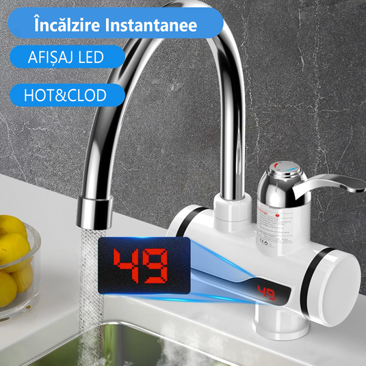 PACHET PROMOTIONAL !!! Robinet electric cu incalzire instanta si prindere pe chiuveta + dus + 1 Prosop din bumbac de corp  - CADOU !!!