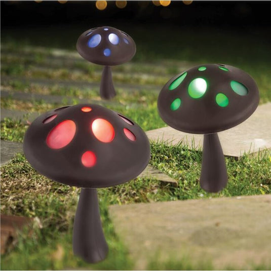 PACHET PROMO !!! Lampa Led Solara, Design Ciuperca, Plastic, Negru, 27 cm + 2 x Lampa solara 100 led-uri cu senzor de miscare GRATIS !!!