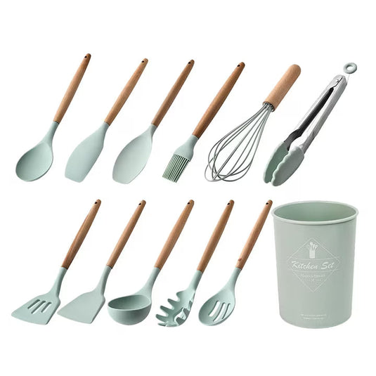 PACHET PROMO !!!  Suport de vase supraetajat, 2 nivele, negru + Set 12 Ustensile de gatit din silicon, cu maner din bambus  + 1 Set doua prosoape din bumbac de bucatarie CADOU !!!