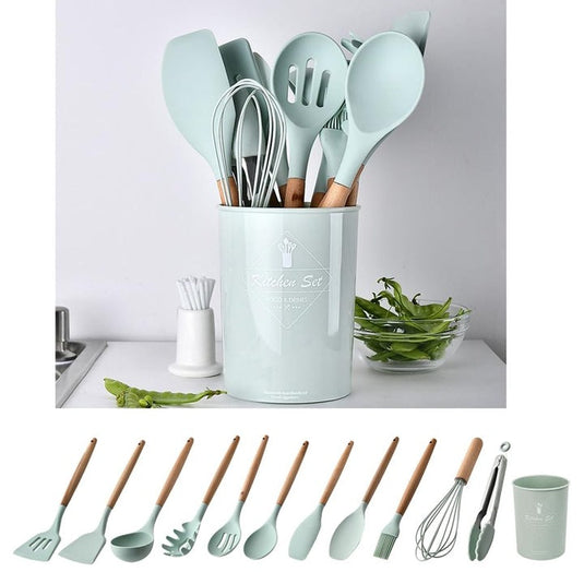PACHET PROMO !!!  Suport de vase supraetajat, 2 nivele, negru + Set 12 Ustensile de gatit din silicon, cu maner din bambus  + 1 Set doua prosoape din bumbac de bucatarie CADOU !!!