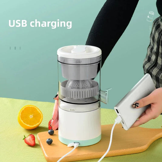 PACHET PROMOTIONAL !!! Storcator electric de citrice portabil cu alimentare usb + 1 Set de 10 pungi alimentare cu fermoar  CADOU !!!