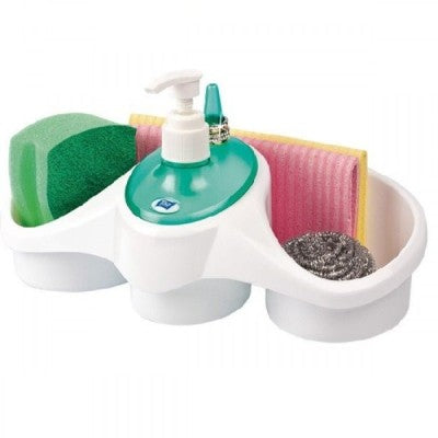 PACHET PROMOTIONAL BUCATARIE !!! Triplu dispenser de bucatarie, Mini tocator manual cu snur, Suport organizator pentru bucatarie: burete, detergent si accesorii + 1 set 6 Prosoape de bucatarie CADOU !!!