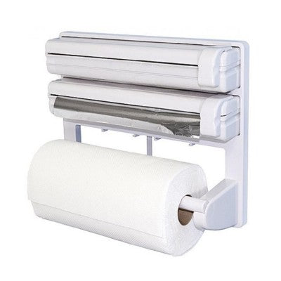 PACHET PROMOTIONAL BUCATARIE !!! Triplu dispenser de bucatarie, Mini tocator manual cu snur, Suport organizator pentru bucatarie: burete, detergent si accesorii + 1 set 6 Prosoape de bucatarie CADOU !!!