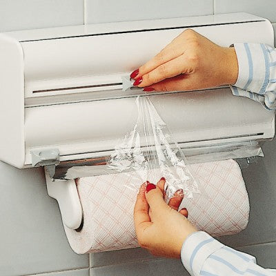 PACHET PROMOTIONAL BUCATARIE !!! Triplu dispenser de bucatarie, Mini tocator manual cu snur, Suport organizator pentru bucatarie: burete, detergent si accesorii + 1 set 6 Prosoape de bucatarie CADOU !!!