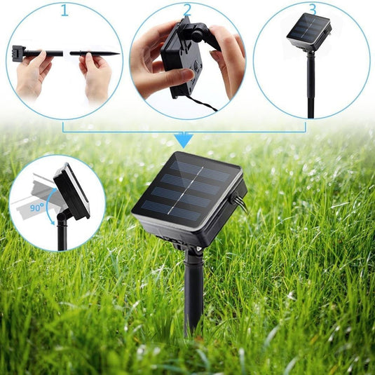 PACHET PROMOTIONAL !!! 2 + 1 GRATIS !!! Instalatie solara 3m cu 30 fulgi LED-multicolor