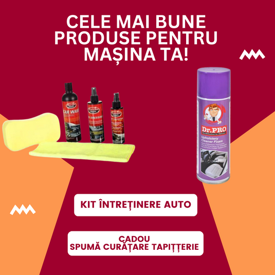 PACHET PROMO!!! Kit pentru intretinere auto Car Care Magic, 5 piese + SPRAY pentru tapiterie CADOU !!!