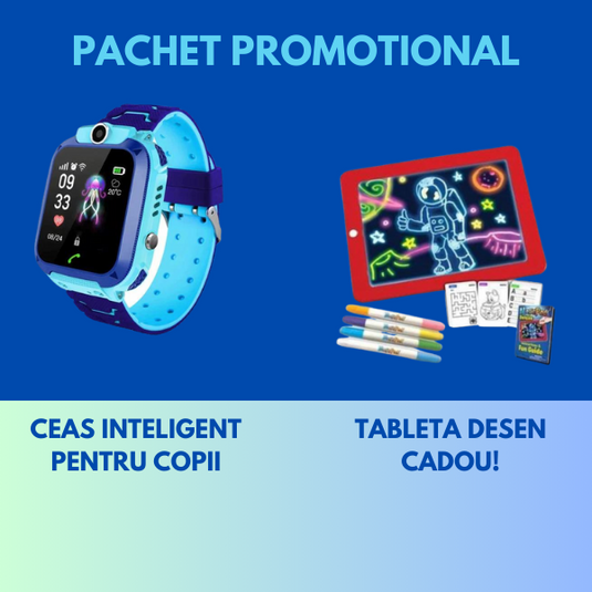 SUPER OFERTA !!! Ceas inteligent pentru copii + Tableta de desen pentru copii - CADOU !!!