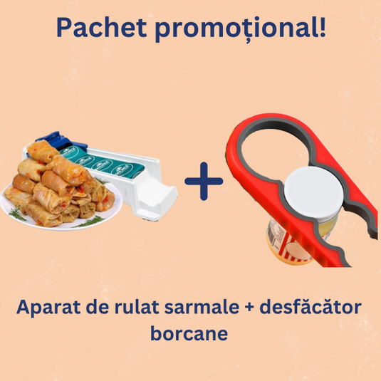 PACHET PROMO - Aparat pentru rulat sarmale si rulouri de carne + Desfacator capace de borcan CADOU !!!