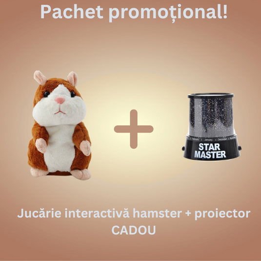 PACHET PROMO  Jucarie interactiva – Hamster vorbitor+Lampa de veghe, proiector CADOU !!!!