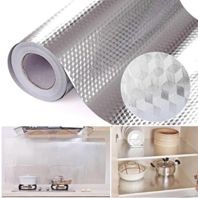 Lichidare de stoc. Folie de aluminiu autoadeziva pentru bucatarie, 60x300 cm