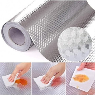 Lichidare de stoc. Folie de aluminiu autoadeziva pentru bucatarie, 60x300 cm